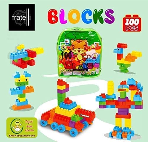 Storio Building Blocks for Kids - Certified European Safety Standards (100 Pcs Green Bag Packing, Best Gift Toy, Block Game for Kids, Boys, Children)