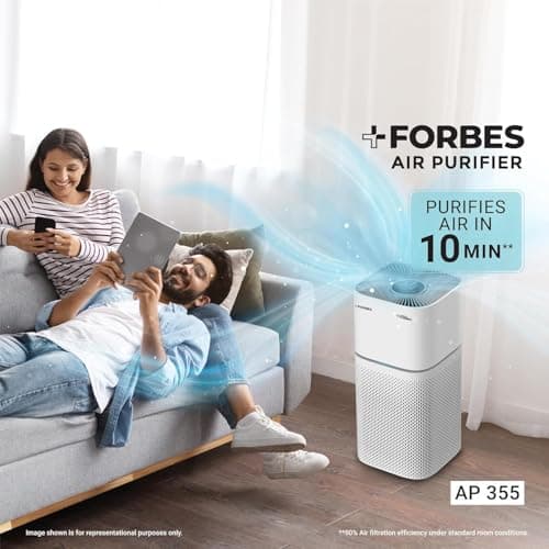 Eureka Forbes Air Purifier 355 With True Hepa H13 Filter & Surround 360° Air Technology|Removes 99.97% Dust & Particulate Matter|4-Stage Purification In 10 Mins|Covers 480 Sq. Ft.|Convenient,White 2