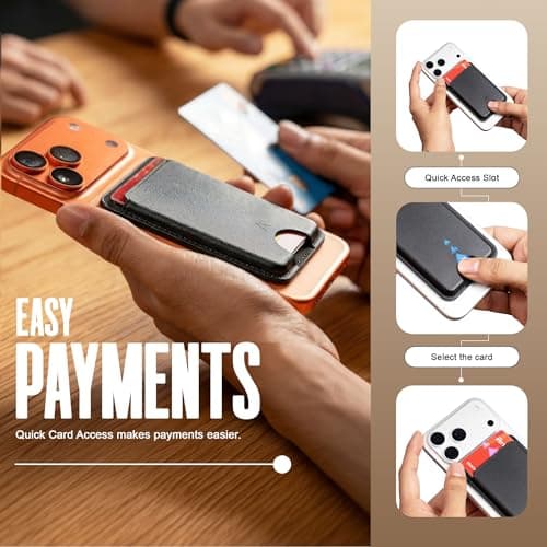 Capes Maglock Wallet, MagSafe Compatible Wallet for Android & iPhone 17/16/15/14/13/12, 3 Card Holder with Adjustable Stand, PU Leather, Black 5