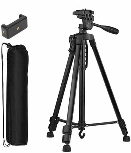 NAFA 3366 Aluminum Tripod (55-Inch), Universal Lightweight Tripod with Mobile Phone Holder Mount & Carry Bag for All Smart Phones, Gopro, Cameras
