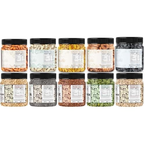 LILA DRY FRUITS Daily Nutrition Power Combo 10 in 1 (100g x 10) Dry Fruits & Seeds Mix Almonds Cashew Raisins Anjeer Chia Flax Pumpkin Sunflower Watermelon Healthy Snack Combo Pack Perfect for Gifting 2