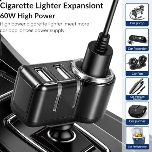 DETACHI Car Charger 3.1A Dual USB Fast Charging Adapter with 12V/24V Socket Lighter Socket Splitter, LED Charging Indicator, Universal Mobile Charger for Phone, GPS, Dash Cam & Car Accessories 2