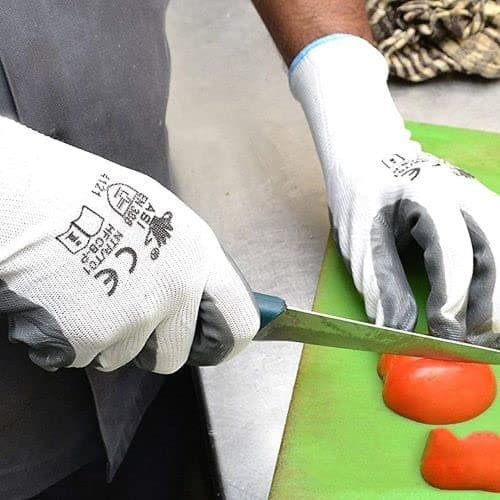 Industrial Safety Nylon Anti Cut Resistant Hand Gloves (White and Grey) - 4 Pair 3