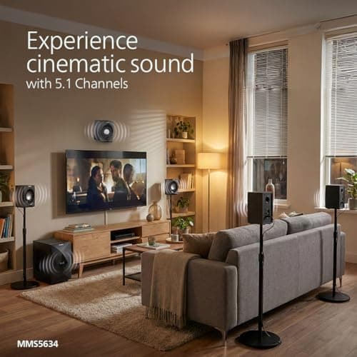 Philips MMS5634/94 5.1 Bluetooth Speaker System for Home, 100W Multimedia Speakers with Powerful woofer, Wireless Audio Streaming, Surround Sound Speakers for TV, Laptop with Remote Control (Black) 4