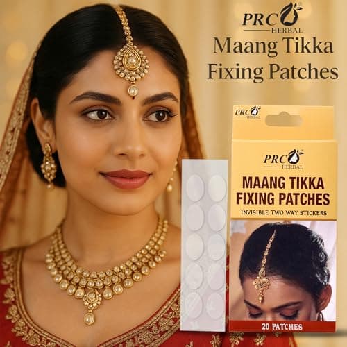 PRC HERBAL Maang Tikka Fixing Patches - Invisible Double-Sided Stickers for Secure Hold | Skin-Friendly, Long-Lasting | 40 Patches (2 Packs of 20) 2