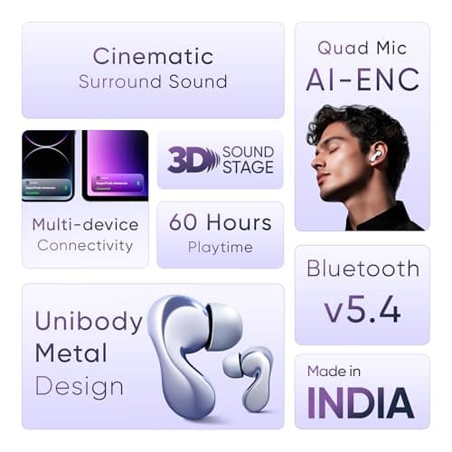 Mivi SuperPods Immersio[Flagship Launch] | Dolby Audio, 3D Soundstage, 60H Battery, AI-ENC Mic, BT 5.4 | Ear Buds Wireless with Deep Bass, Fast Charging, in-Ear Bluetooth Earbuds 2