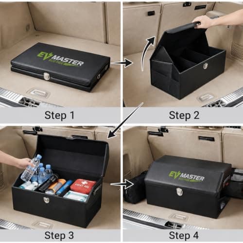 YOURKARTS.COM Car Trunk Storage Organizer | Foldable with Lid & Multi Compartment Storage Box | Car Accessories Organizer for All Cars, Large Boot Space Dicky Organiser (53 x 31 x 30 cm, Pack of 1) 5