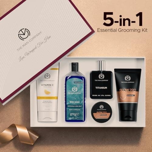 The Man Company Men's Grooming Kit - Unforgettable Him | Premium Men's Grooming Gift Set | Cleanses & Moisturises - Set of 5 | Anniversary gift Set for Boyfriend , Husband 2