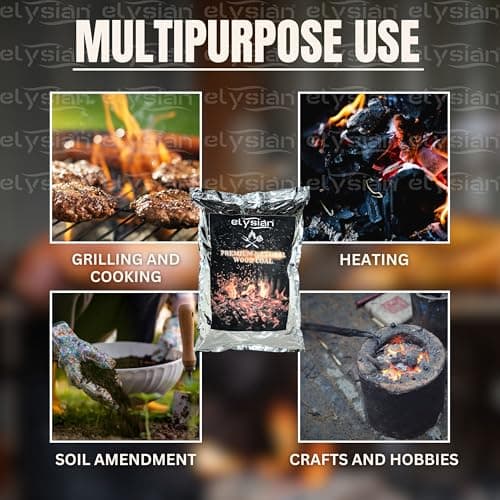 Elysian Charcoal Barbecue and Grilling Cooking Coal 1 kg for BBQ Angeethi Low Smoke Coal for Home Kitchen Garden & Cooking 3