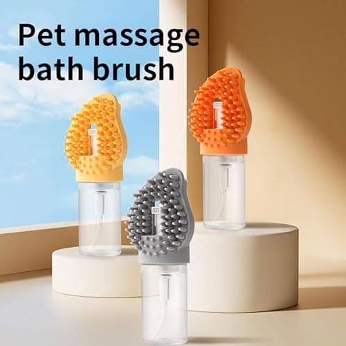 7Seas 2-in-1 Pet Bath Brush with Shampoo Dispenser | Soft Silicone Pet Massage Comb for Dogs & Cats | Easy Foam & Deep Cleaning Grooming Brush for Hair Removal 2