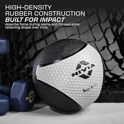 Nivia Pro Medicine Ball for Strength Training, Core Workouts, Endurance Training, Non-Slip Surface, Weight Ball for Crossfit (Grey, 1 KG) 5
