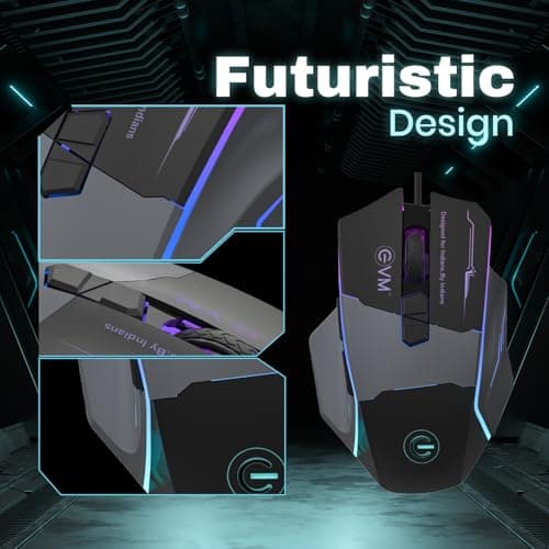 EVM M06087 Wired Gaming Optical Mouse |8 Buttons, 6400 DPI Adjustable | Rainbow RGB Backlit |1.5m Braided Cable, Ergonomic Rubber Grip, USB | 1 Year Warranty (EVM-M06087) 5