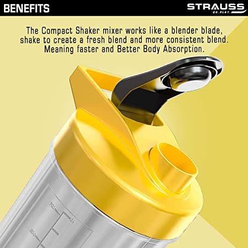 Strauss Energy Shaker Bottle, White Shade, (Yellow) 5