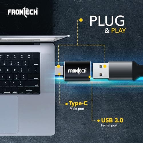 FRONTECH USB Converter USB 3.0 to Type C OTG Adaptor, 5Gbps High Speed Data Transfer, Thunderbolt to USB Adapter, Compatible for All Type C Devices,Smartphone, Laptops, Tablets, Chargers, MacBook 5