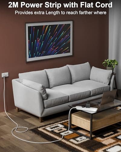 FEDUS Surge Protector, 4 Universal Sockets with Individual Switch, 2 Meter 6.5 Feet Long Cable, Extension Board Cord, Automatic Overload Protection, Fireproof Power Strip Switch Board, Spike Guard 4