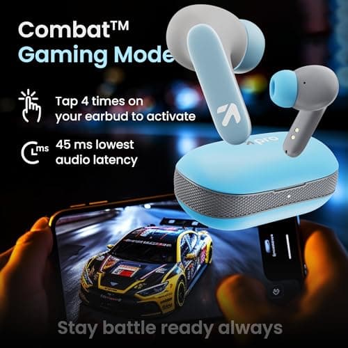 GOBOULT Z20 Pro Made in India Ear Buds Wireless 60H Playtime, 4 Mics Calling, 45ms Low Latency Gaming, 13mm Bass Driver Earbuds Buds TWS Bluetooth Wireless Earphone (Powder Blue) 4