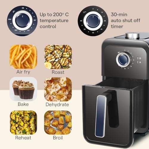 Borosil Best Air Fryer | 4 in 1 Function with QuickFry Technology, Auto Off Function | Air Fryer for Bake, Grill, Roast, Reheat etc. | 90% Less Oil | 2 Year Warranty | Black (3.6 L) 2