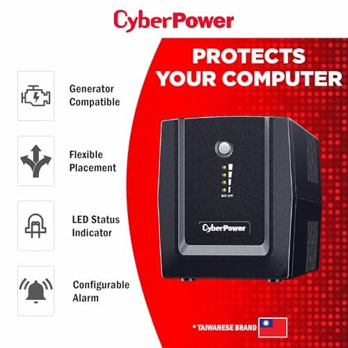 CyberPower Line Interactive/Offline UPS UT1200E - 1200VA / 720W, 230V, UPS for Personal Computers, Desktop PCs, Laptops, Routers, Networking Devices and Gaming Consoles 4