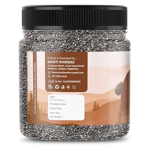Flavour Foodie Chia Seeds 250GM- Natural Hydrator for Summers | High Protein & High Fibre Seeds for Eating | Resealable Jar Pack | Premium Grade | Superfood for Smoothies, Salads & Baking 3