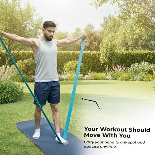 Durafit91™ Resistance Bands Set of 5(Extra Light to Extra Heavy) Exercise Thera Band for Men & Women, Natural Latex Stretch Band for Yoga, Pilates, Strength Training, Home Workout, Gym Fitness 4