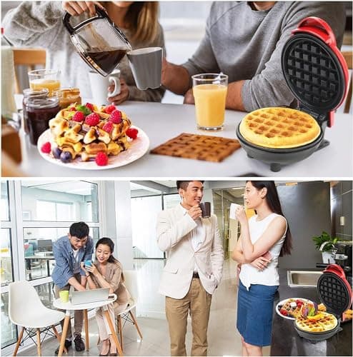 Mini Waffle Maker Machine 3 In 1 Waffle Iron Home Appliances Kitchen Easy To Clean, 4 Inch, Perfect For Breakfast,Dessert, Sandwich, Pan Cakes, Other Snacks|Assorted - 350 Watts (Mini Waffle Maker) 3