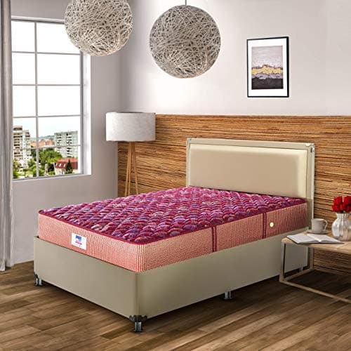 peps Springkoil Cozy 6 Inch Orthopedic Bonnell Spring Mattress | Medium Firm Back Support Bed | Double Size (72X48 Inch) | Maroon | 7 Year Warranty