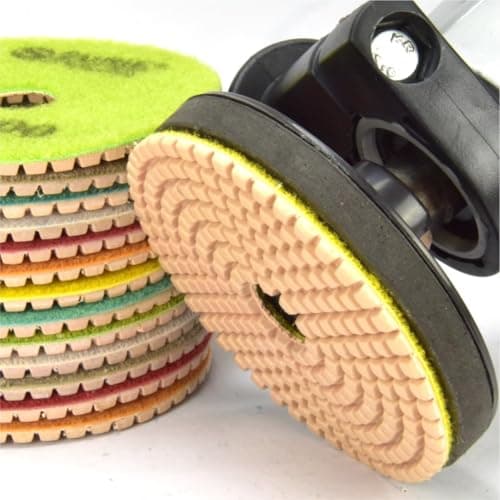 SURIE POLEX 4inch Diamond Polishing Pads of Backing Pad for Marble, Granite | Set of 14pcs + 1pcs