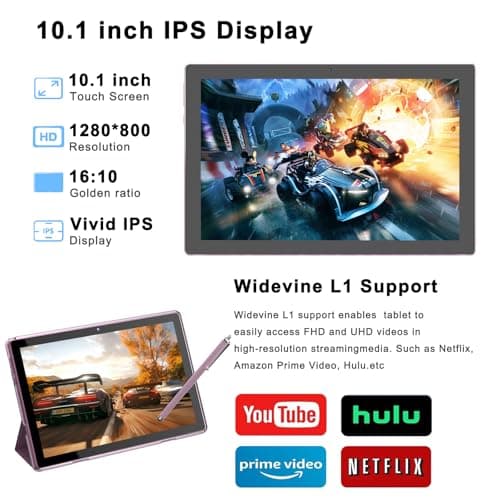 HOTTABLET 10 inch Android 15 Tablet, 12GB RAM (4+8 Expansion) + 64GB ROM, 2+8MP Dual Camera, 6000mAh Battery (Tablet + Case + Pen) (Pink) 4