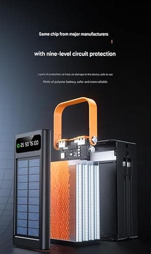 Mastyle® Solar Power Bank PD22.5W Fast Charging Mobile Battery with Cable Large Capacity Backup Charger 5