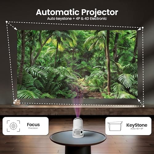 E GATE Atom 2X+ Smart Projector 4k Ultra HD | Built-in Live TV (120+ Channels no Subscription Required) | 200 ISO, 1080p & 4K Support, Auto Keystone | Netflix, Prime, WiFi & BT, Mirroring, eGate 3