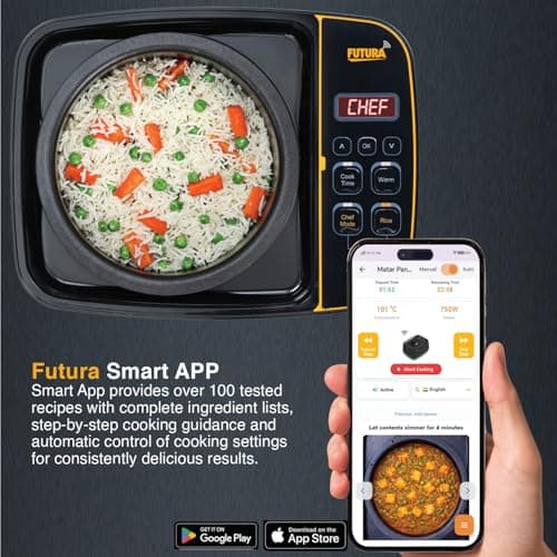 Hawkins Futura Smart Pot with Smart App, 2 Litre Smart Electric Cooker | Wi-Fi App Control | Automatic Rice Cooking | Slow Cooking, Sauté, Fry, Steam & Warm Functions | 100+ Guided Recipes | Portable  4