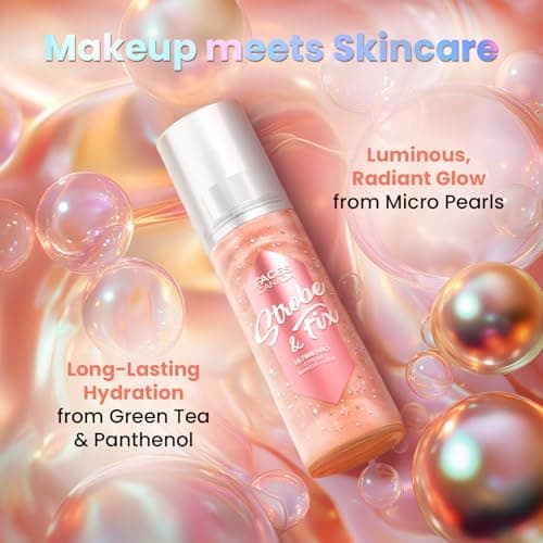 FACES CANADA Ultime Pro Strobe Makeup Fixer Mini - Rose Gold, 50 ml | 12HR Long Lasting Makeup Setting Spray | Dewy Shimmery Glow Finish | Hydrating, Non-Sticky | Waterproof, Transferproof & Alcohol-F 4