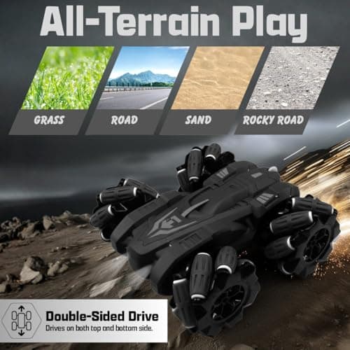 Frendo Remote Control Drift Stunt Car 4WD | 360° Rotating | Dual Sided Climbing | High-Speed Tumbling | Rechargeable Stunt Car | C-Type Charging | Remote Control Car for Kids | Made in India. (Black) 4
