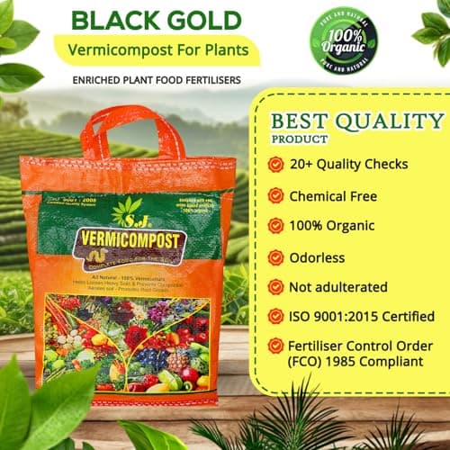 SJ Organics Vermicompost For Plants - 2 Kg | Odorless Fertilizer Powder | Ready to Use Organic Manure | Fertilizers for Plant Home Garden | Enriched Plant Food Fertilisers | Compost for Indoor plants 2