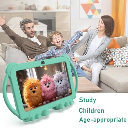 Kids Tablet, 7 Inch Tablet for Kids 4GB+32GB, Support 1TB Expansion, Android Preinstalled, Parental Control, Early Childhood Education, Dual Camera Tablets, Bluetooth, WiFi6 3