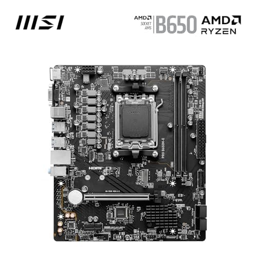 MSI PRO B650M-E Motherboard, Micro-ATX - Supports AMD Ryzen 9000/8000/7000 Series Processors, AM5 - DDR5 Memory Boost 6800+MHz/OC, 1 x PCIe 4.0 x16, 1 x M.2 Gen4 2