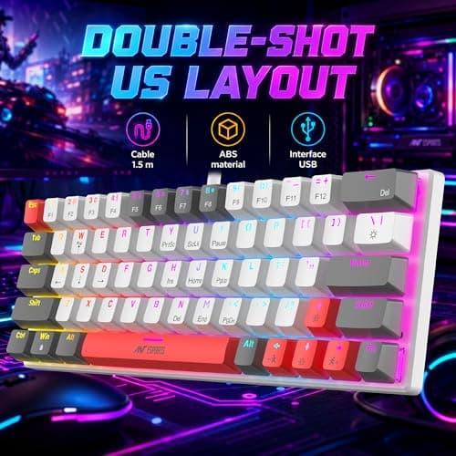 Ant Esports MK1200 V2 Mini 60% Mechanical Gaming Keyboard with Red Switches| 63-Key Compact Wired Keyboard |Rainbow RGB Backlit |26-Key Anti-Ghosting|Double-Shot Keycaps|USB for PC & Laptop 5
