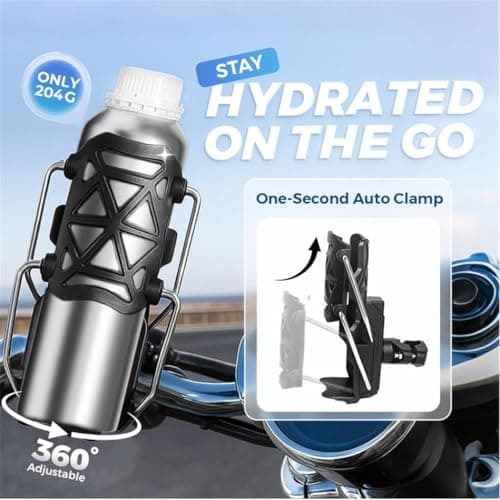 SRPHERE Bike Cup Holder Motorcycle Bicycle Water Bottle Holder Bicycle Bumper Cup Holder 360° Rotation Fit Adaptive Cycling & Motorcycle Cup Holder with Automatic Clamping (Mysterious Black) 4