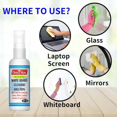 Soni Officemate Whiteboard Cleaning Solution 50ml | Pack of 3 |Powerful Ink Remover | Eco-Friendly | Multi-Surface Cleaner | 50ml Spray Bottle 3