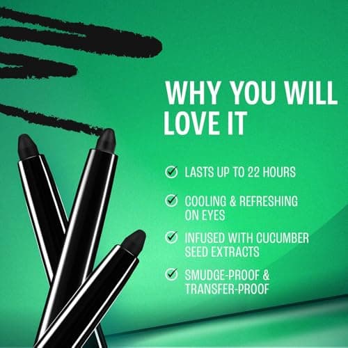 Lakme Eyeconic Insta Cool Kajal|| Black|| Cooling Kohl Liner with Cucumber|| Twist Up Pencil - Waterproof|| Smudge Proof & Long Lasting Eye Makeup|| 0.35 g 4
