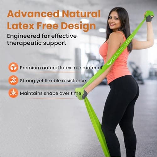 Bulmarc Yoga & Pilates Resistance Band for Home Workout, Strength Training & Physiotherapy, Latex Free Exercise Thera Band for Men & Women (Green (Medium) 5