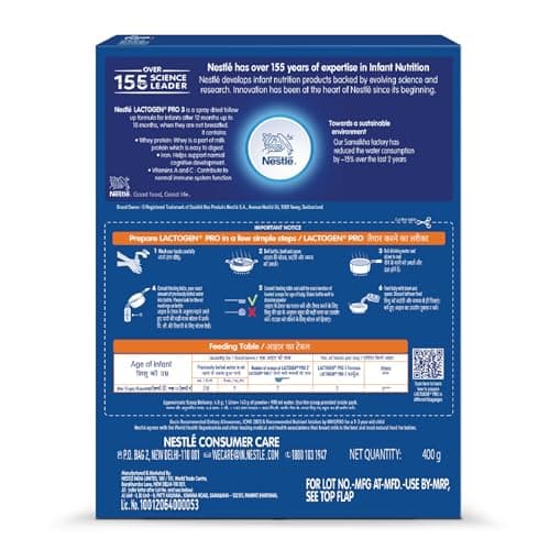 Lactogen Nestle Pro 3, Follow-Up Formula With Iron, Powder, Infant Whey Protein And Vitamins, After 12 Months Up To 18 Months, Bag-In-Box Pack, 800g (Pack of 2) 3