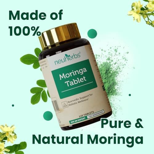 Neuherbs Moringa 500mg Tablets - 120 Count | Drumstick Leaf Supplement for Energy, Immunity, Digestion & Heart Wellness | Moringa Oleifera Herbal Formula | No Artificial Preservatives 3