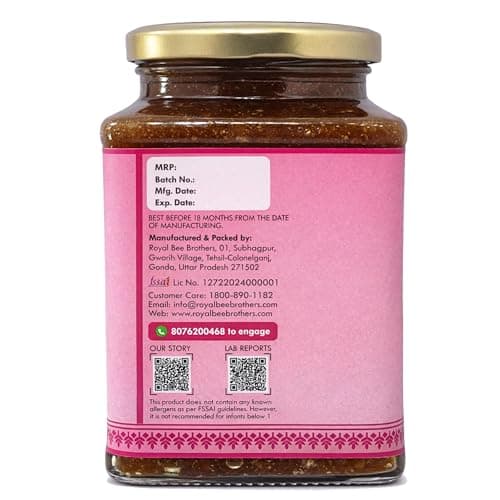 Royal Bee Brothers | Honey-Based Gulkand | Sun-Baked Rose Petal Jam| Prepared with Pure Honey Using Ayurvedic Method | No Chemicals or Preservatives | 100% Natural | 250g Glass Bottle 3
