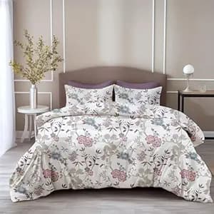 LORETO - A QUALITY LINEN BRAND 100% Pure Cotton Bedsheet for Double Bed, 144TC Soft & Breathable Double Bed Bedsheet with 2 Pillow Covers (Blush Pink & Teal Floral Vines, 88 x 90 Inches)