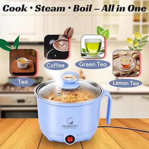 GOODSCITY Multifunctional 3-in-1 Electric Kettle 1.5L| Stainless Steel Pot with Steamer & Egg Tray | Compact Multi Cook,Steam & Boil Veggies, Tea,Coffee, Water,Baby food | 600W |1 Year Warranty |GC201 2