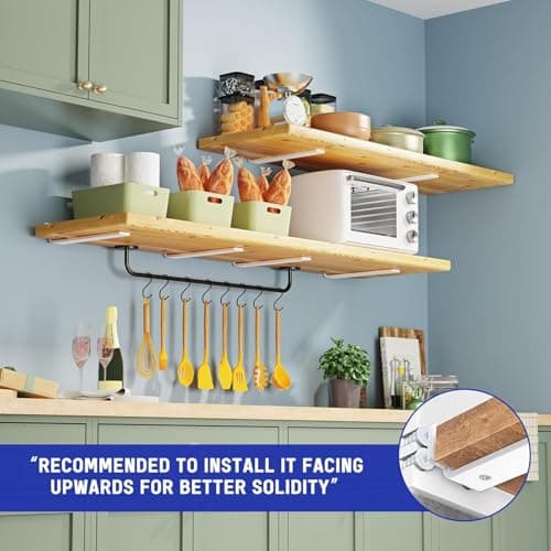 HIRVALL ® 8 Inch Shelf L Shape Pack of 4 White 160 lbs Load Capacity, Metal Brackets for Floating & Wooden Shelves - Novel Shape, 1/5 Inch Thick, Rust-Proof Wall Mount Bracket 5