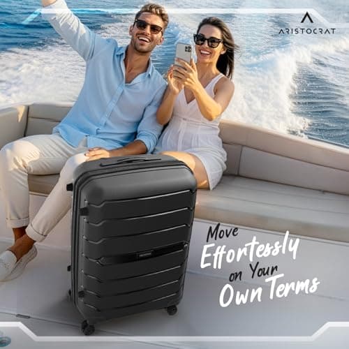 Aristocrat Liberty Set of 3 (Cabin+Medium+Large) Polypropylene Hard Spinner Trolley Bag, 58+68+78Cm|Combination Lock|8 Wheels|3 Years International Warranty|Jet Black 3
