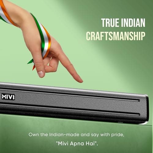 Mivi Fort Q80 Soundbar with 80W Surround Sound, 2.2 Channel soundbar with 2 in-Built subwoofers, Multiple EQ and Input Modes, Remote Accessibility, Bluetooth v5.2, Made in India Sound bar for TV 6