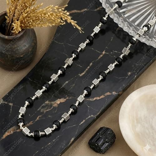 Original Karungali Mala with Square Silver Box Design | Black Ebony Wood Beads Designer Mala for Men | Premium Spiritual & Fashion Necklace for Daily Wear, Pooja & Meditation | Trending Karungali Mala 4